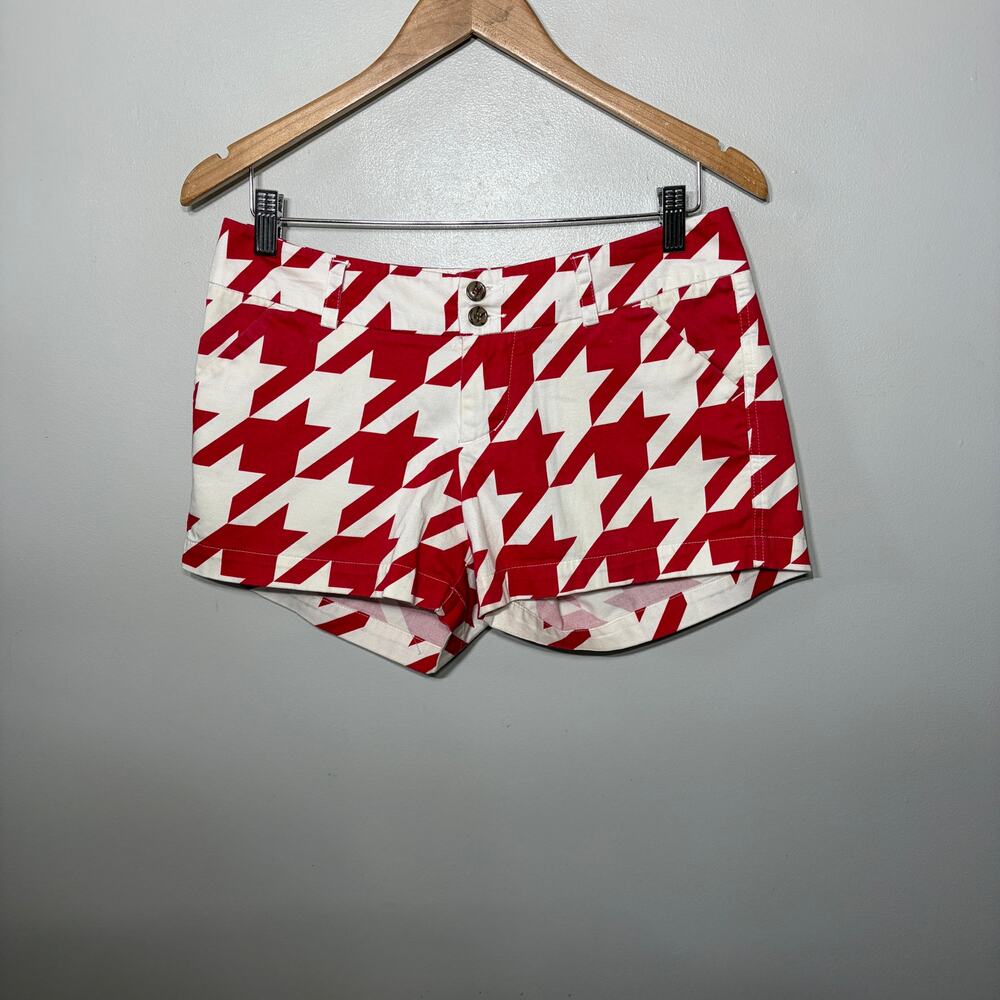Loudmouth Ladies Shorts Red White Houndstooth Golf Preppy Summer Vacation 6